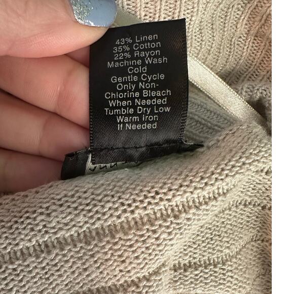 Ann Taylor cream short dolman sleeves open front cardigan size Large - Picture 4 of 14